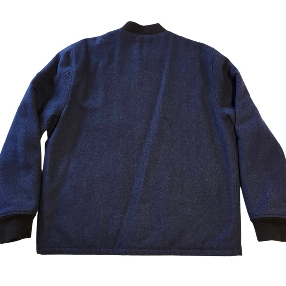 Wallace & Barnes Mens Navy Wool Blend Bomber Chore Barn Jacket Primaloft Large - Picture 2 of 7